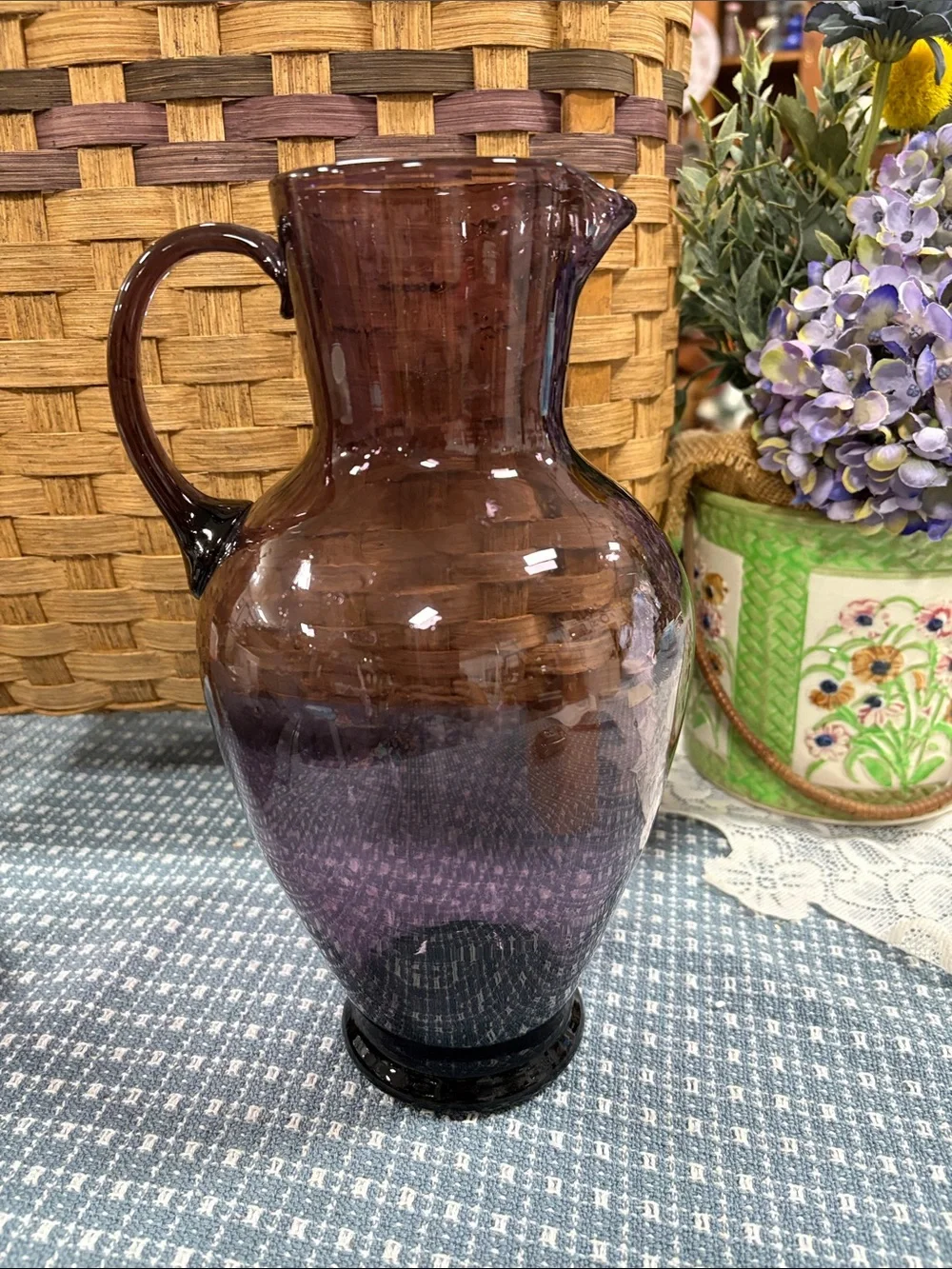 Vintage Amethyst Pitcher Vase Art